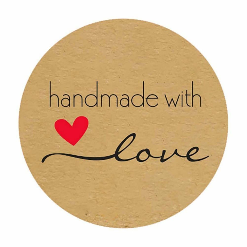 500Pcs Handmade with Love Stickers Round Self Adhesive Kraft Paper Labels Gift Tag - Image 5
