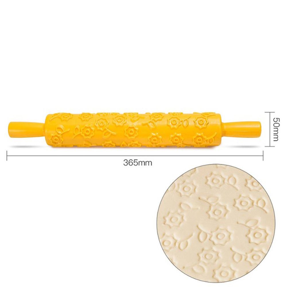 Plastic Non Stick Fondant Rolling Pin Tool Portable Embossed Rolling Pin Fondant Pastry Cake Decorating Tool - Image 1