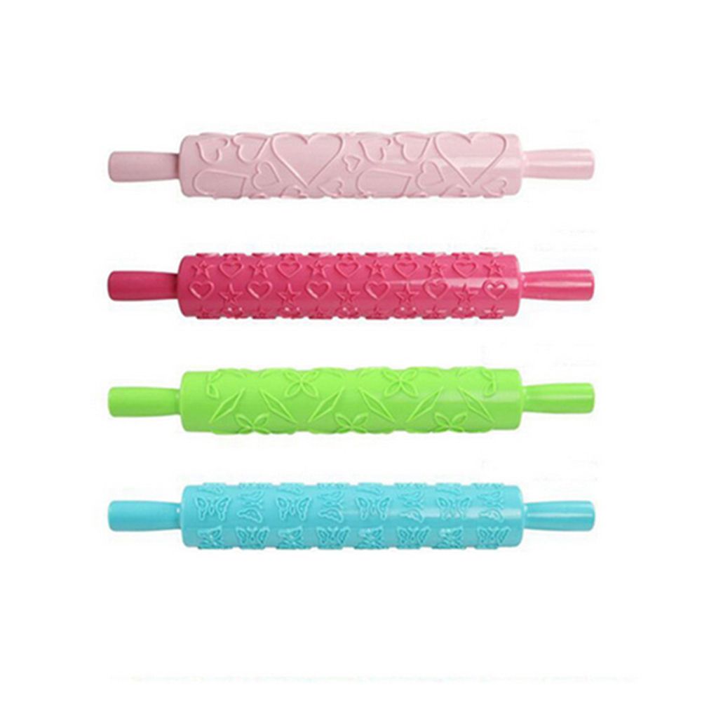 Plastic Non Stick Fondant Rolling Pin Tool Portable Embossed Rolling Pin Fondant Pastry Cake Decorating Tool - Image 3