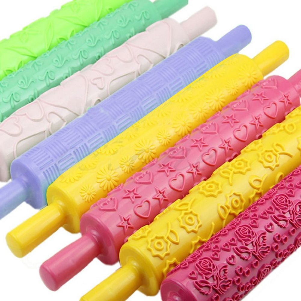 Plastic Non Stick Fondant Rolling Pin Tool Portable Embossed Rolling Pin Fondant Pastry Cake Decorating Tool - Image 5