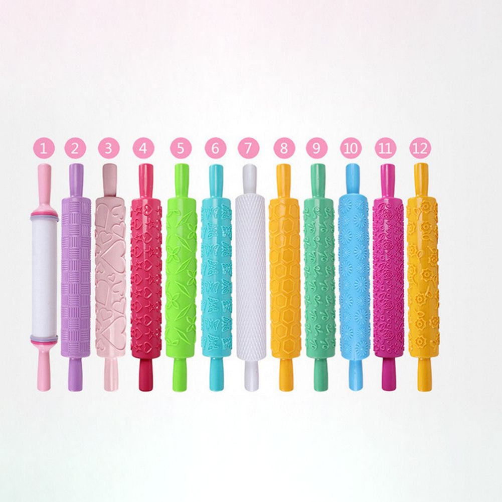 Plastic Non Stick Fondant Rolling Pin Tool Portable Embossed Rolling Pin Fondant Pastry Cake Decorating Tool - Image 6