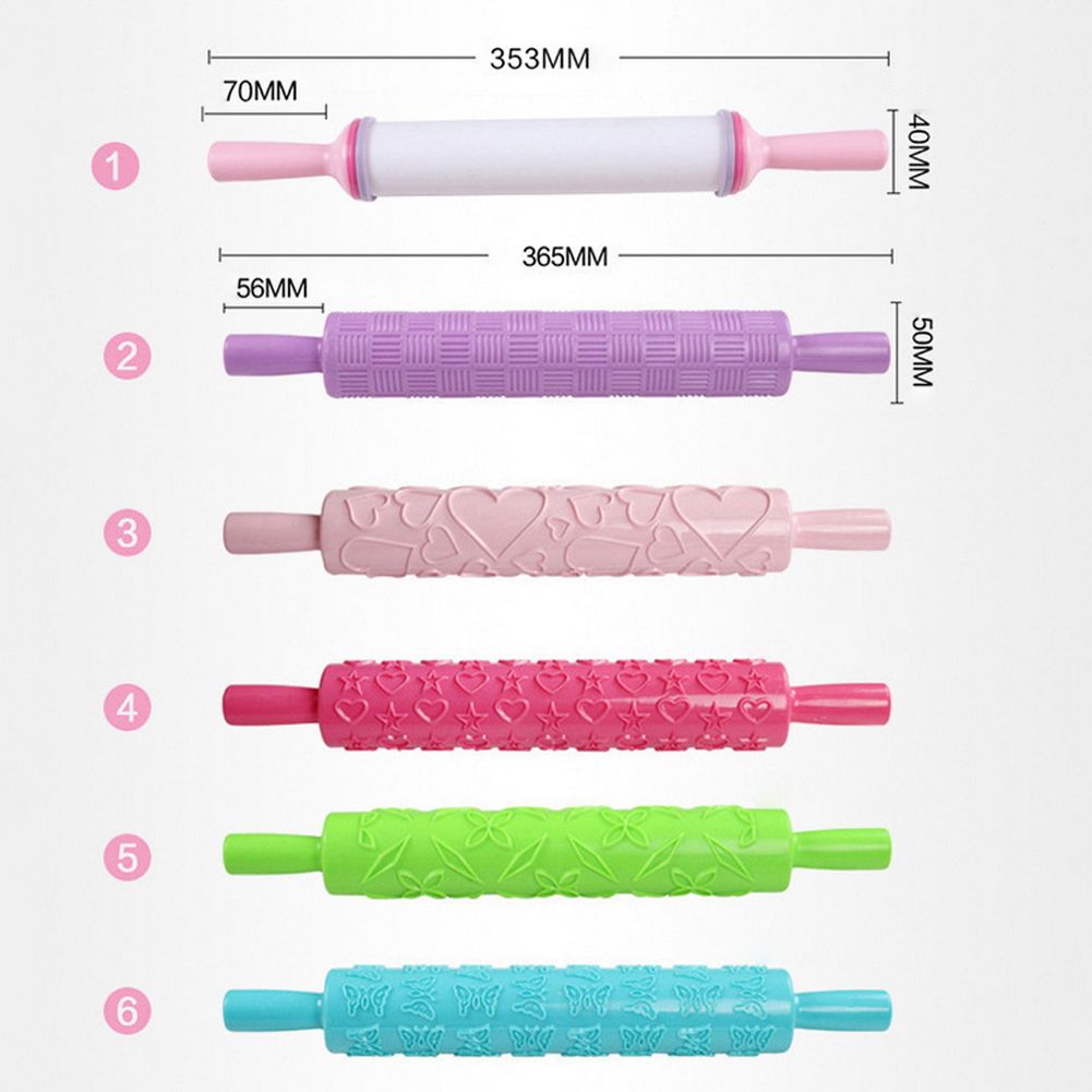 Plastic Non Stick Fondant Rolling Pin Tool Portable Embossed Rolling Pin Fondant Pastry Cake Decorating Tool - Image 7