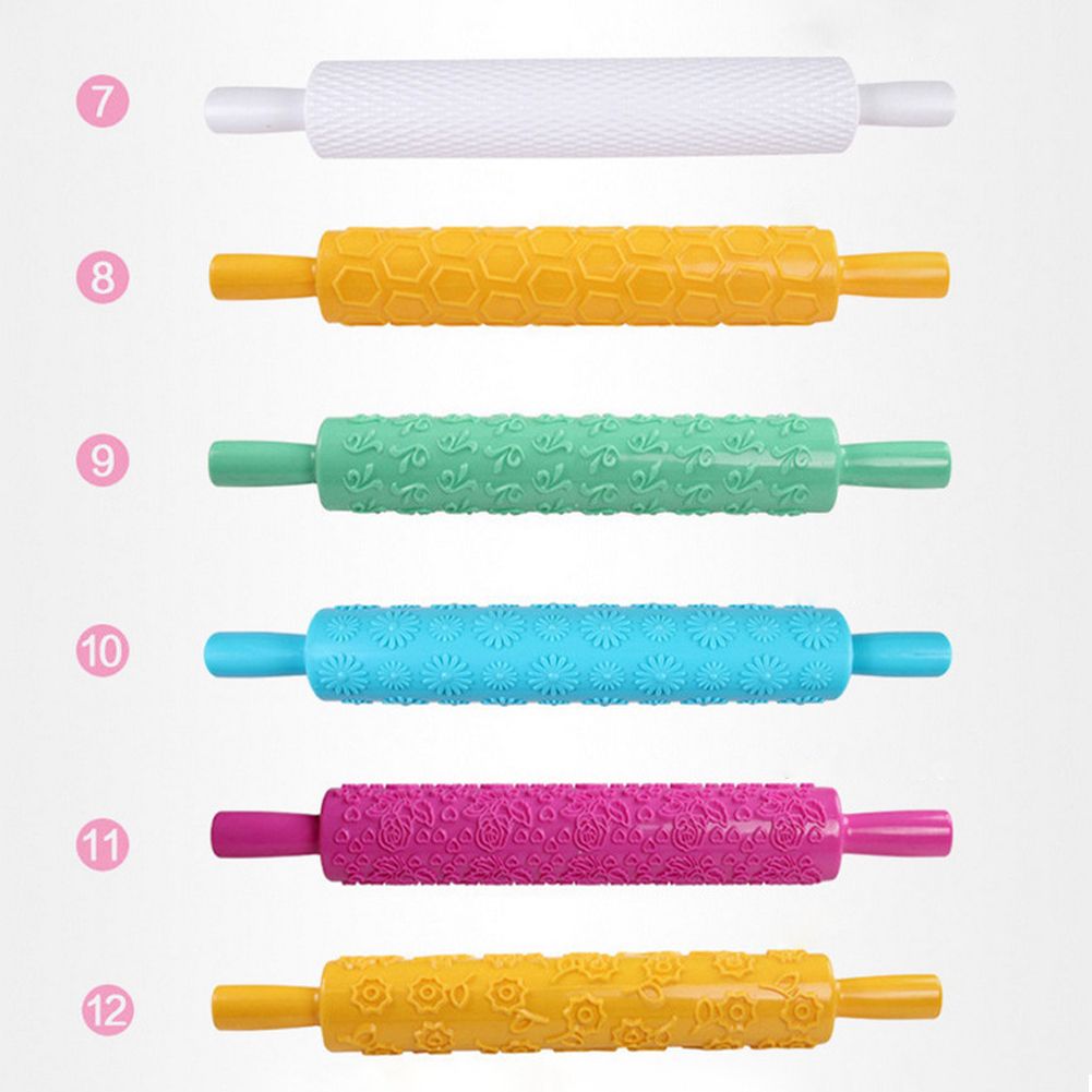 Plastic Non Stick Fondant Rolling Pin Tool Portable Embossed Rolling Pin Fondant Pastry Cake Decorating Tool - Image 8