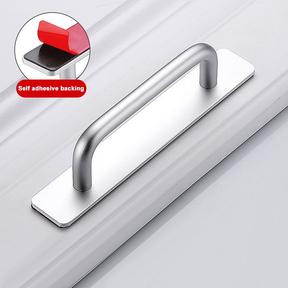 Self Stick Cabinet Drawer Handles Pulls Aluminum Alloy Drawer Push Pull Handles Punch Free Adhesive Handle for Kitchen Cabinet Drawer Window Sliding Closet - Image 3