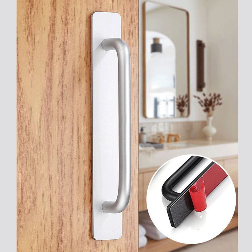 Self Stick Cabinet Drawer Handles Pulls Aluminum Alloy Drawer Push Pull Handles Punch Free Adhesive Handle for Kitchen Cabinet Drawer Window Sliding Closet - Image 4