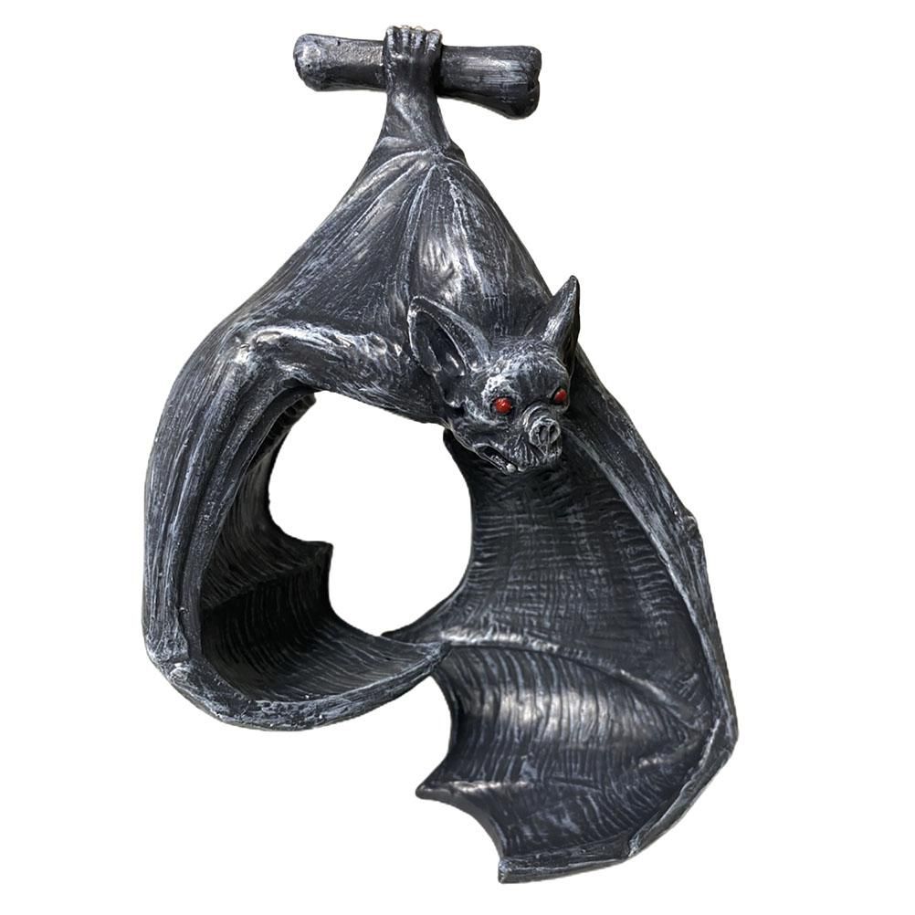 Halloween Bat-Shaped Candlestick Resin Hanging Garden Statue Sculptures Crafts Candle Holder for Patio Porch Garden Decoration - Image 3