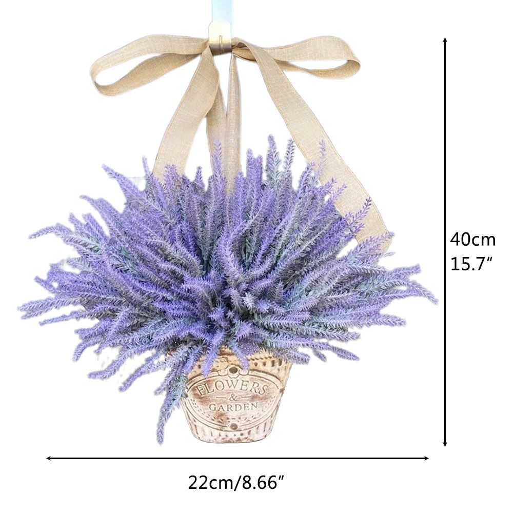 Artificial Hanging Flowers in Basket for Front Door Hanging Lavender Wreath Basket Outdoor Indoor Patio Lawn Courtyard Garden Decor - Image 3
