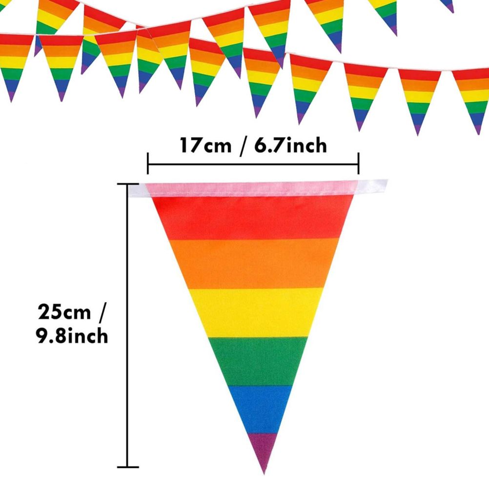 Rainbow Pride Pennant Flags Banner Gay Pride Pennant Banner for Bar Outdoor Party Garden Decorations - Image 2
