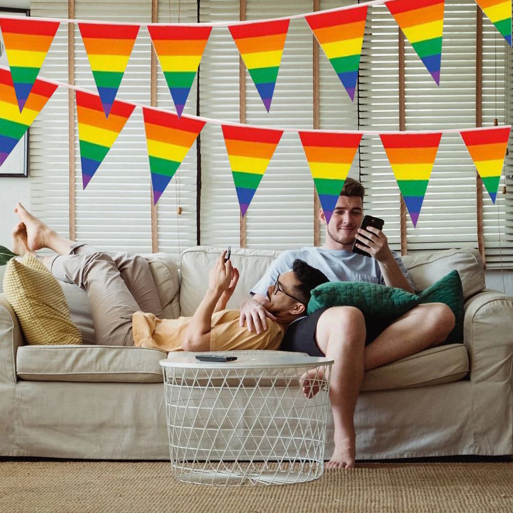 Rainbow Pride Pennant Flags Banner Gay Pride Pennant Banner for Bar Outdoor Party Garden Decorations - Image 5