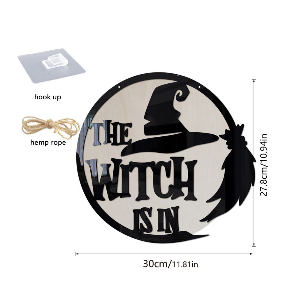 Halloween Door Sign Witch Wooden Hanging Sign for Front Door Wooden Wall Decor for Halloween Home Party Outdoor - Image 2