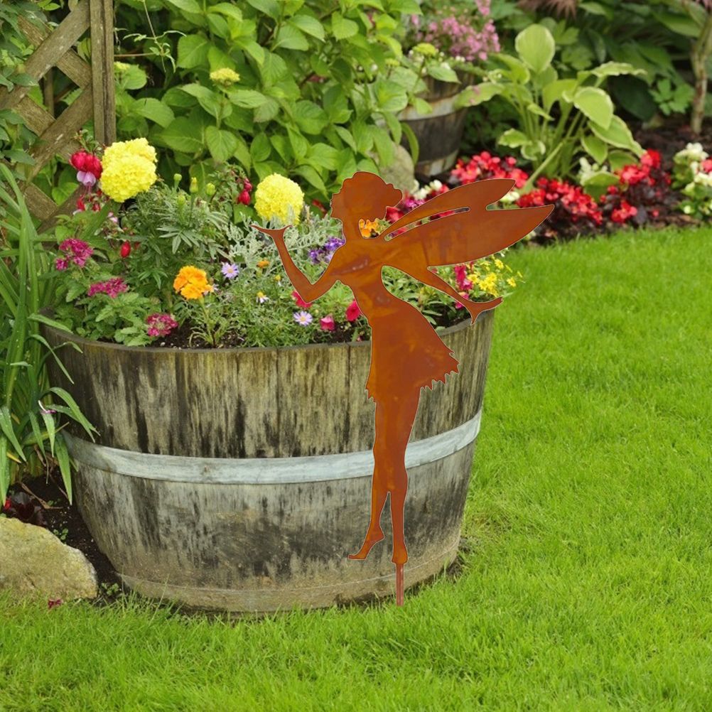 Decorative Garden Stakes Fairy Silhouette Metal Yard Stakes Arts Outdoor Garden Decor Spring Decor - Image 4