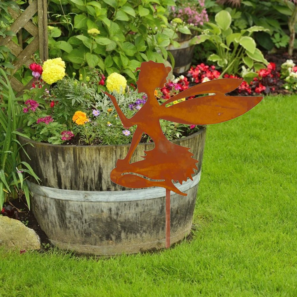 Decorative Garden Stakes Fairy Silhouette Metal Yard Stakes Arts Outdoor Garden Decor Spring Decor - Image 5