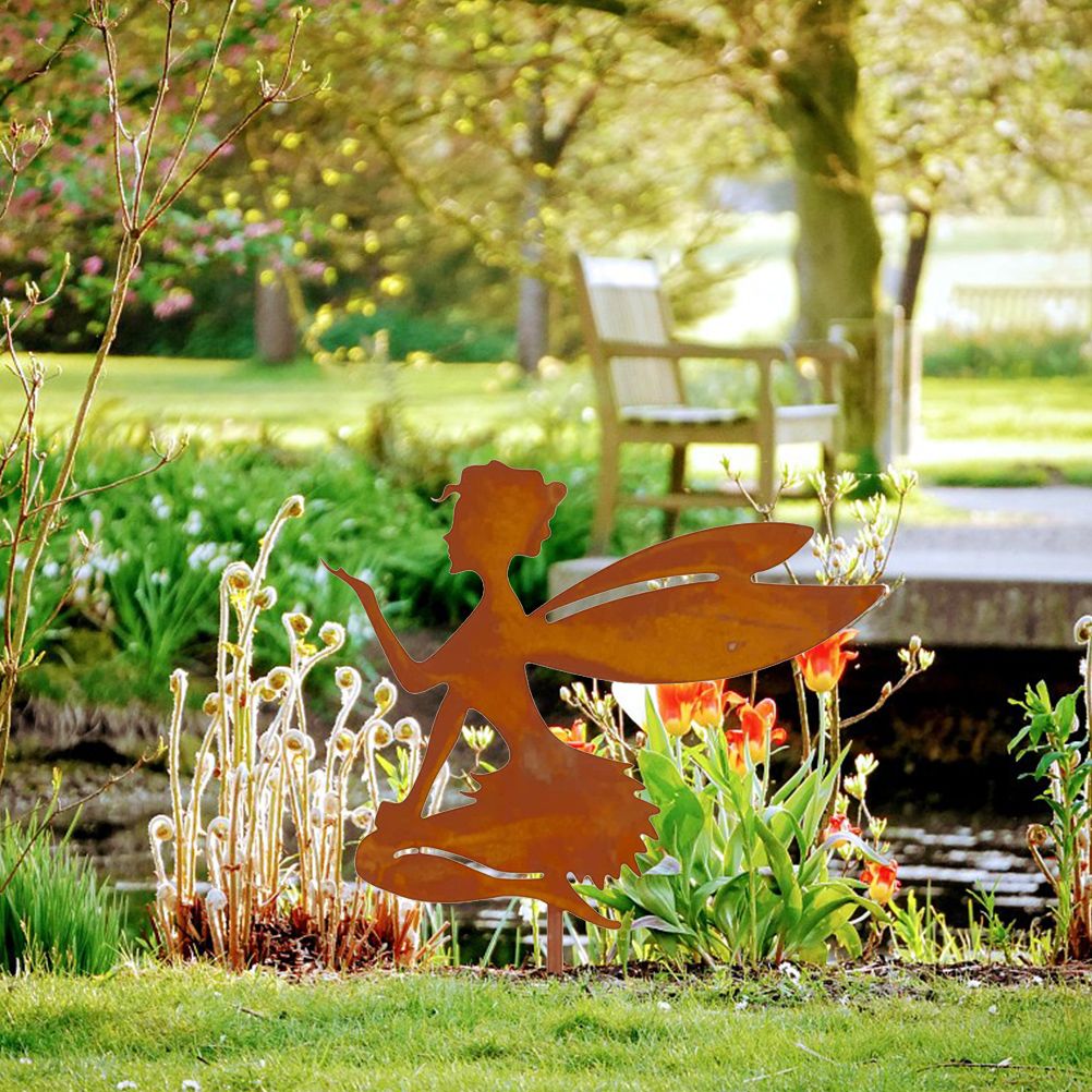 Decorative Garden Stakes Fairy Silhouette Metal Yard Stakes Arts Outdoor Garden Decor Spring Decor - Image 3