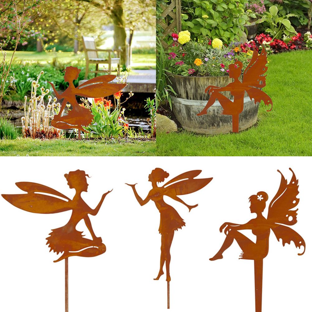 Decorative Garden Stakes Fairy Silhouette Metal Yard Stakes Arts Outdoor Garden Decor Spring Decor - Image 4