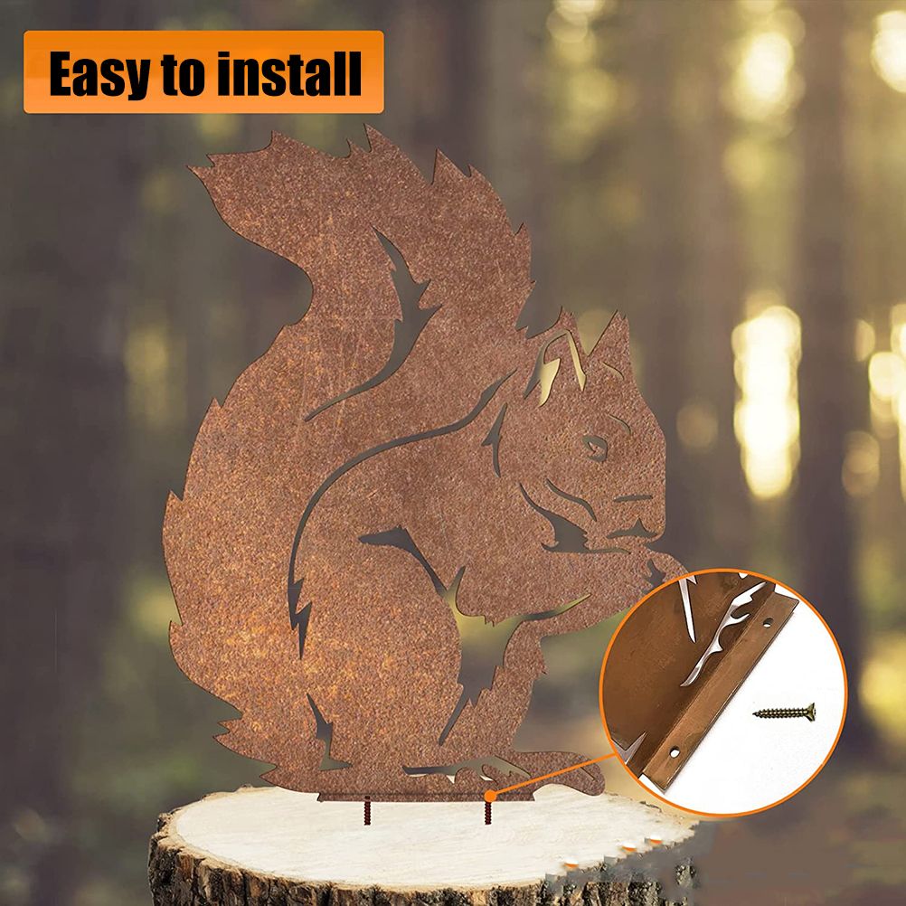 Rusty Standing Tree Stake Metal Rust Figure Garden Stake Outdoor Garden Yard Decoration - Image 3