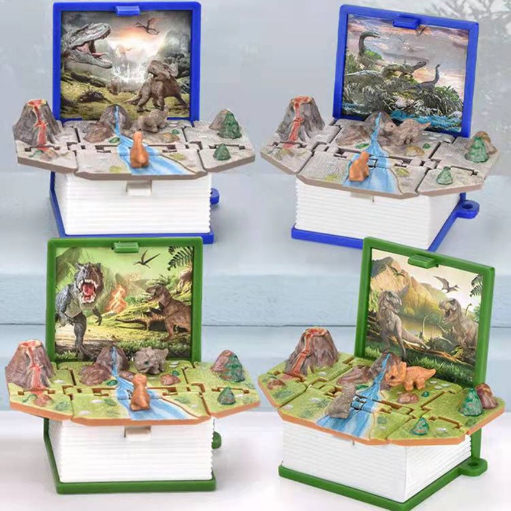 2Pcs Mini 3D Dinosaur Astronomy Book Keychains Miniature Book Keyring Purse Backpack Keychain Sensory Toy Stress Relief Toy for Kids Adults - Image 6