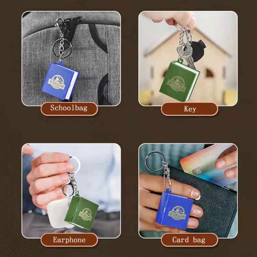 2Pcs Mini 3D Dinosaur Astronomy Book Keychains Miniature Book Keyring Purse Backpack Keychain Sensory Toy Stress Relief Toy for Kids Adults - Image 7