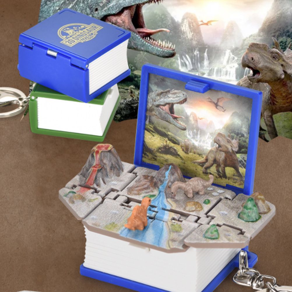 2Pcs Mini 3D Dinosaur Astronomy Book Keychains Miniature Book Keyring Purse Backpack Keychain Sensory Toy Stress Relief Toy for Kids Adults - Image 8