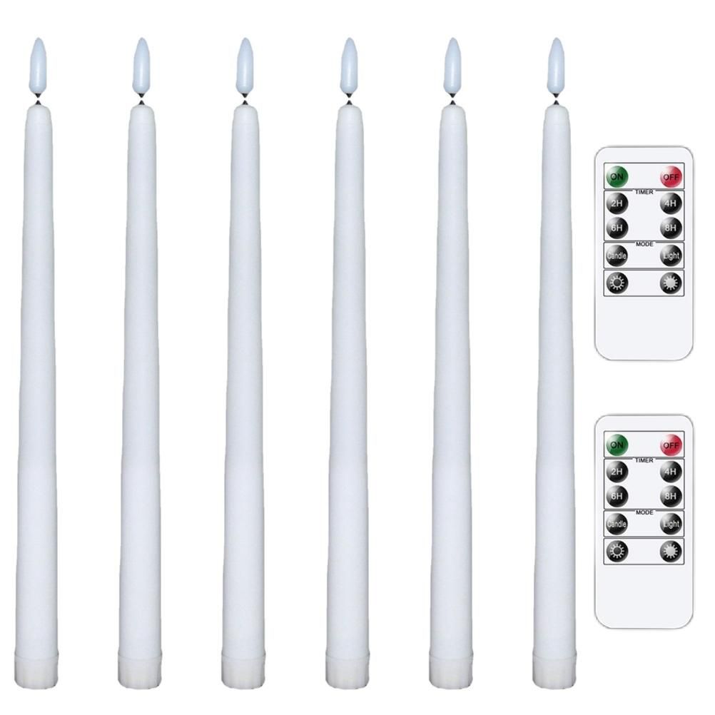 6Pcs LED Flameless Flickering Warm Light Taper Candles with 2 Remote Control for Christmas Thanksgiving Halloween Home Wedding Decoration - Image 1