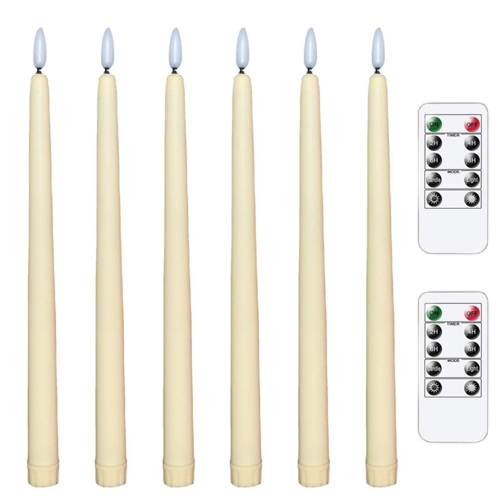 6Pcs LED Flameless Flickering Warm Light Taper Candles with 2 Remote Control for Christmas Thanksgiving Halloween Home Wedding Decoration - Image 2