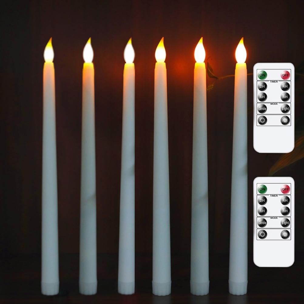 6Pcs LED Flameless Flickering Warm Light Taper Candles with 2 Remote Control for Christmas Thanksgiving Halloween Home Wedding Decoration - Image 3