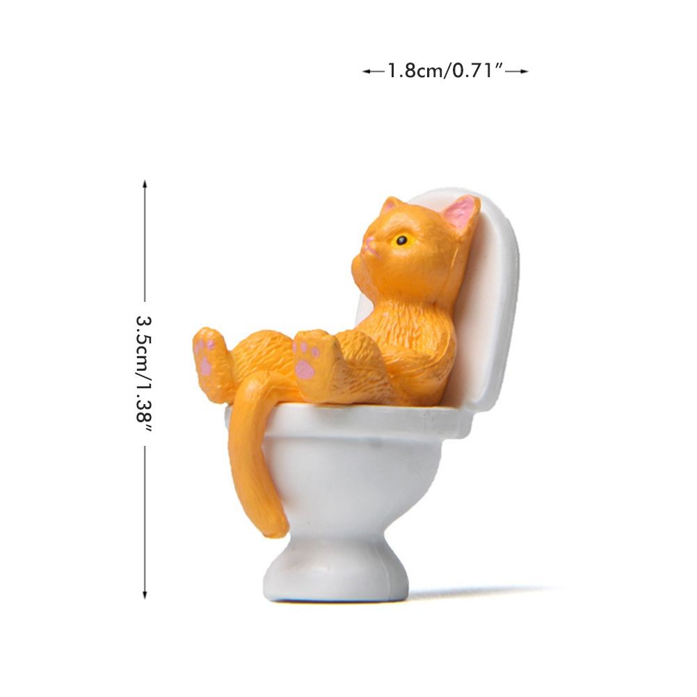 5Pcs Cat Sitting on Toilet Statues Mini Toilet Cat Figurines Desktop Ornaments Home Decor Cartoon Animal Garden Statues for Micro Landscape - Image 2