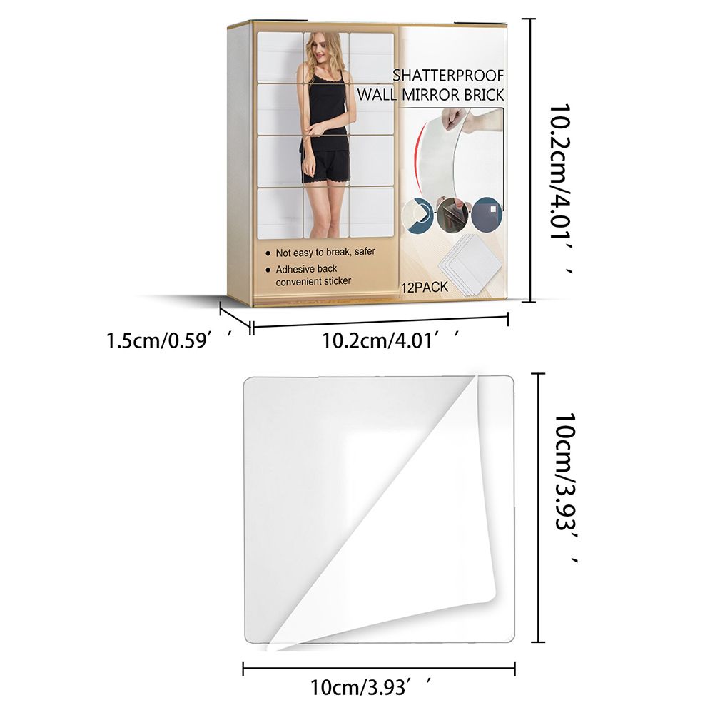 12Pcs Self Adhesive Mirror Tiles Acrylic Thick Shatterproof Mirror Stickers Mirror Sheets for Home Bedroom Living Room Bathroom Wall Decor - Image 2