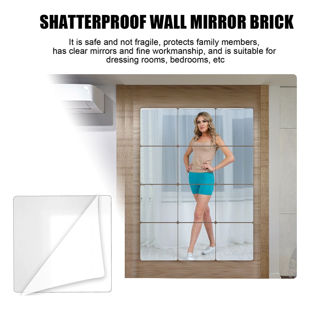 12Pcs Self Adhesive Mirror Tiles Acrylic Thick Shatterproof Mirror Stickers Mirror Sheets for Home Bedroom Living Room Bathroom Wall Decor - Image 6
