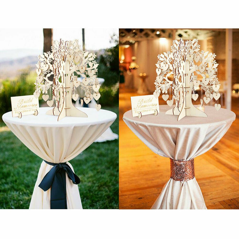 Wood Tree Frame Guest Book with Stand Unique Rustic Wedding Guest Registry with 100pcs Wooden Hearts - Image 5