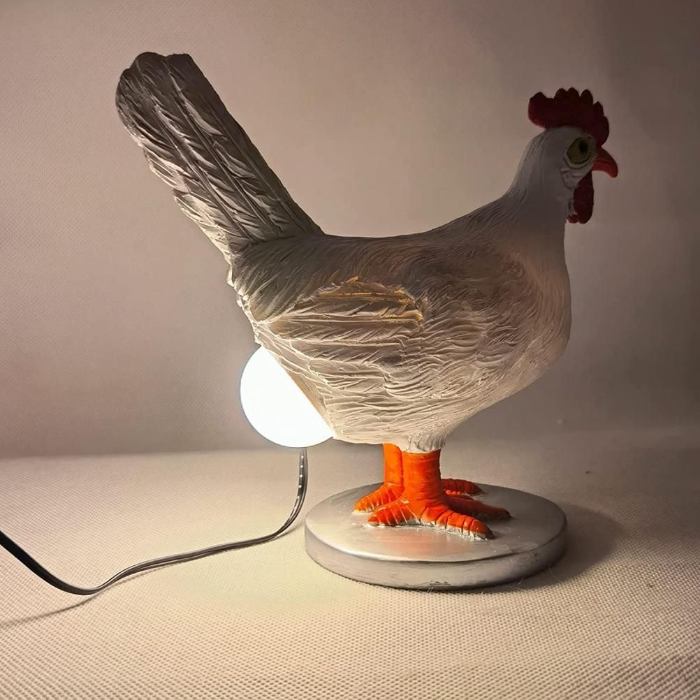 Chicken LED Lamp Resin Lifelike Chicken Laying Egg Night Light Novel Easter Halloween Christmas Bedroom Home Decoration - Image 1