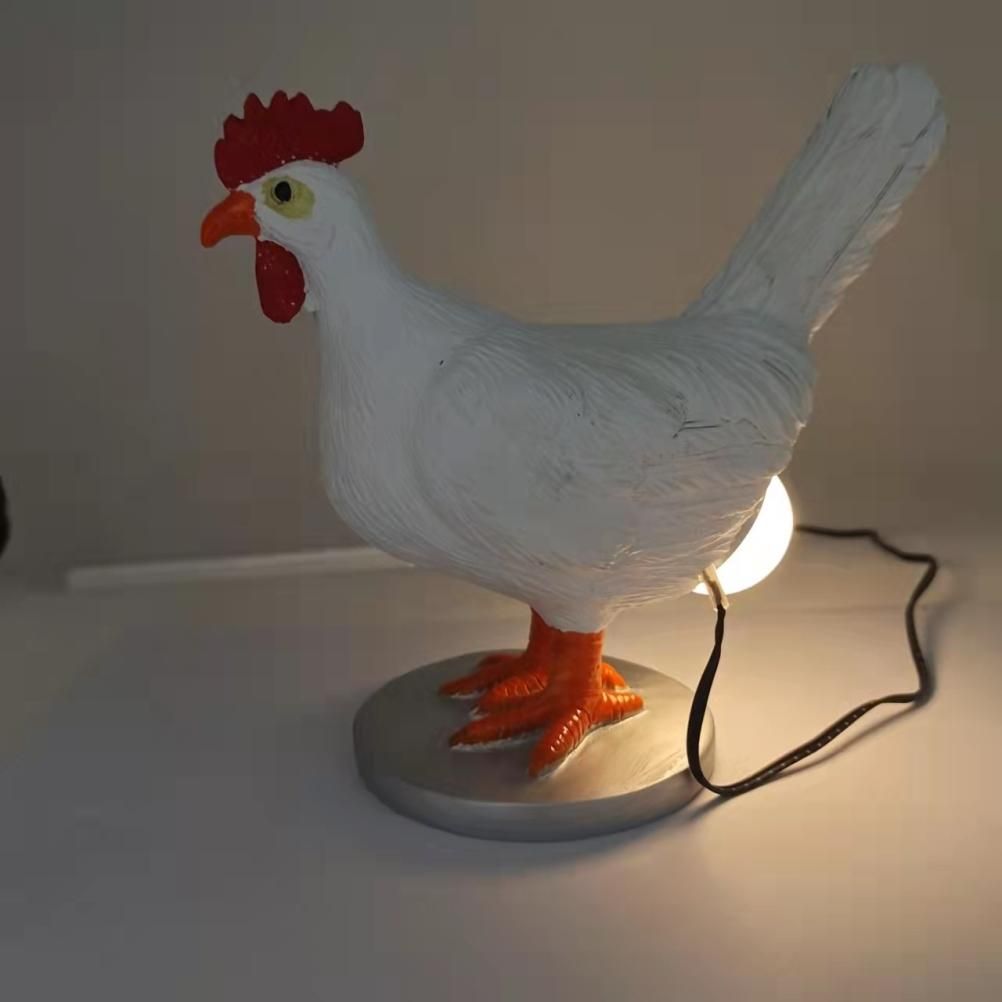 Chicken LED Lamp Resin Lifelike Chicken Laying Egg Night Light Novel Easter Halloween Christmas Bedroom Home Decoration - Image 4