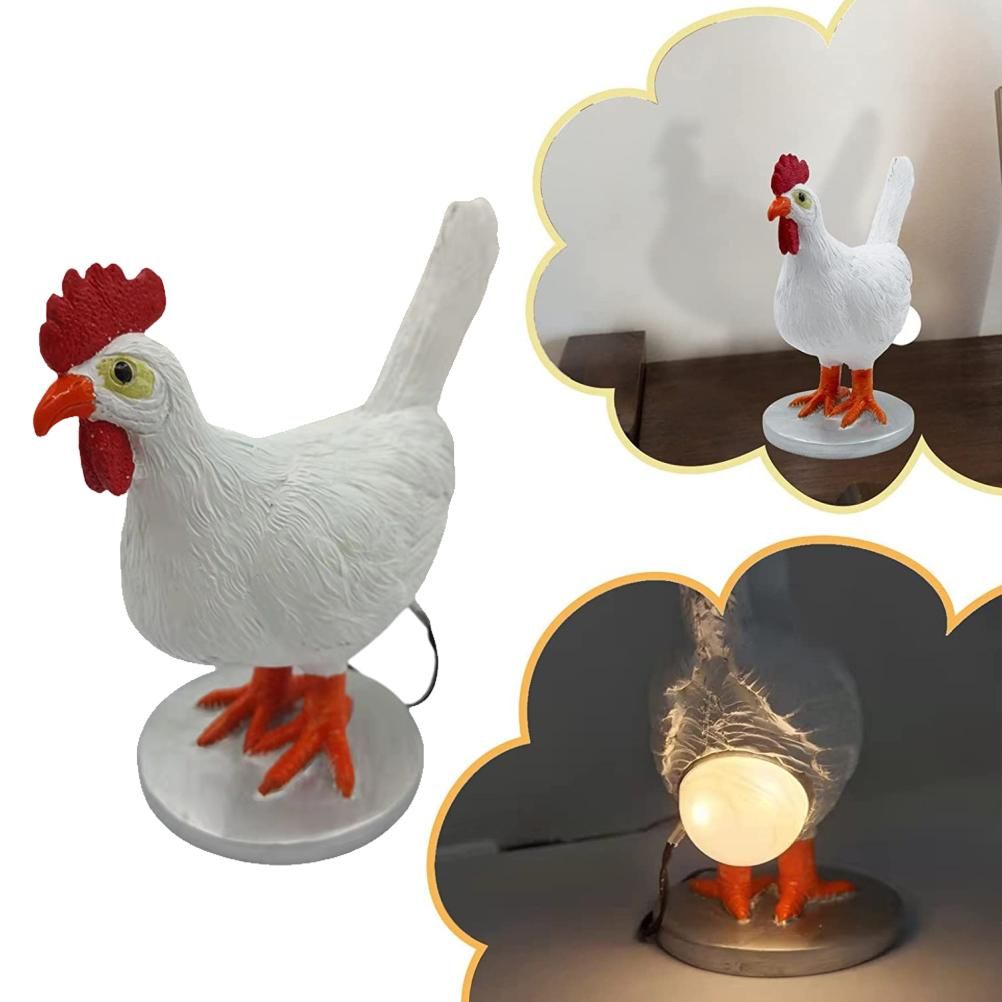 Chicken LED Lamp Resin Lifelike Chicken Laying Egg Night Light Novel Easter Halloween Christmas Bedroom Home Decoration - Image 6