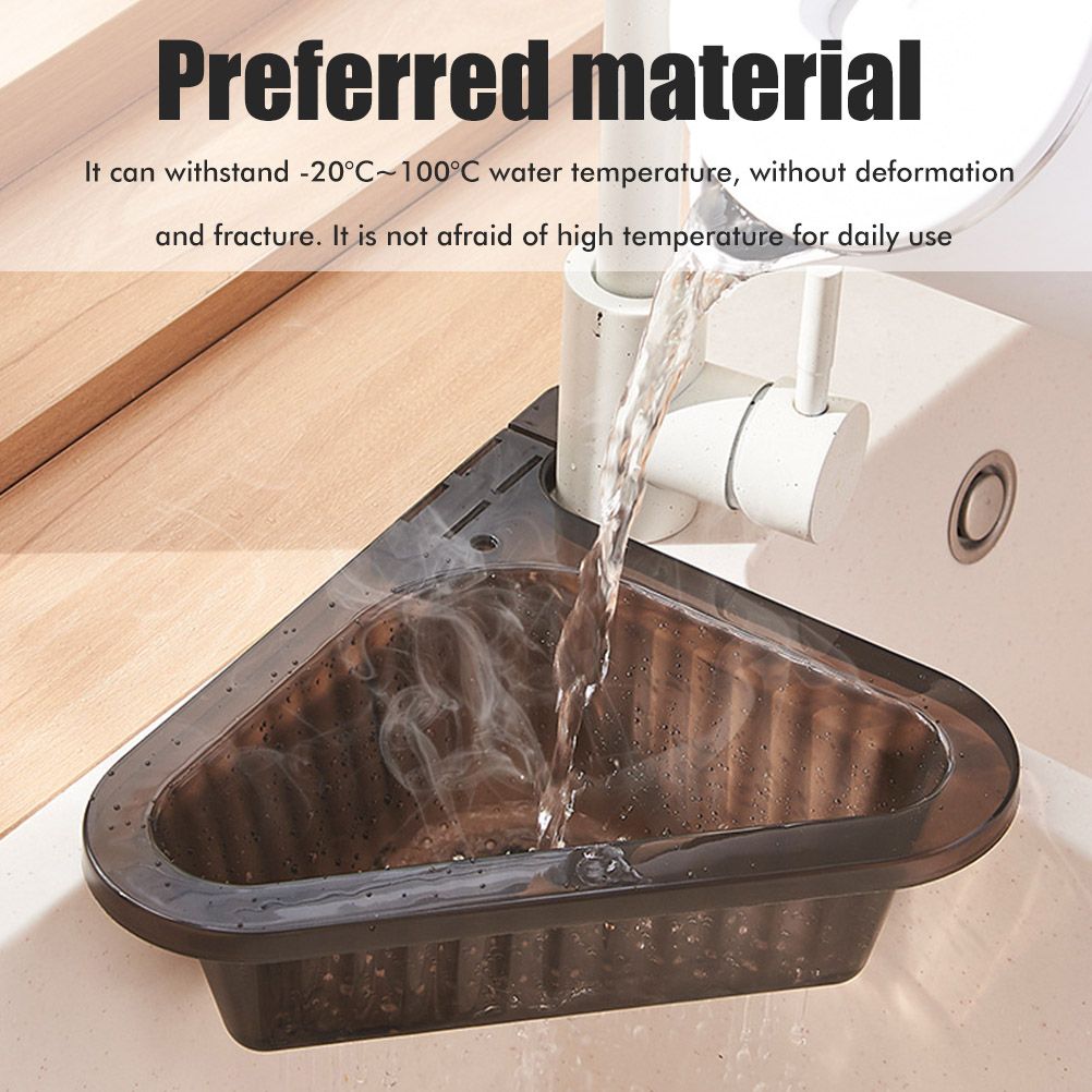 Sink Strainer Basket Triangular Corner Kitchen Sink Strainer Punch Free Sink Basket with Retractable Handle for Kitchen Bathroom - Image 6