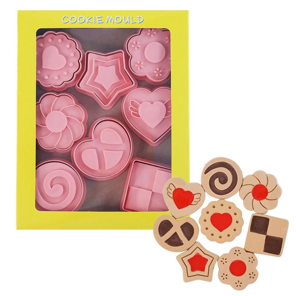 8Pcs 3D Biscuit Cutters Cartoon Dinosaur Fruit Vegetable Birthday Biscuit Mould Baking Mould Hand Press Biscuit Stamp - Image 1