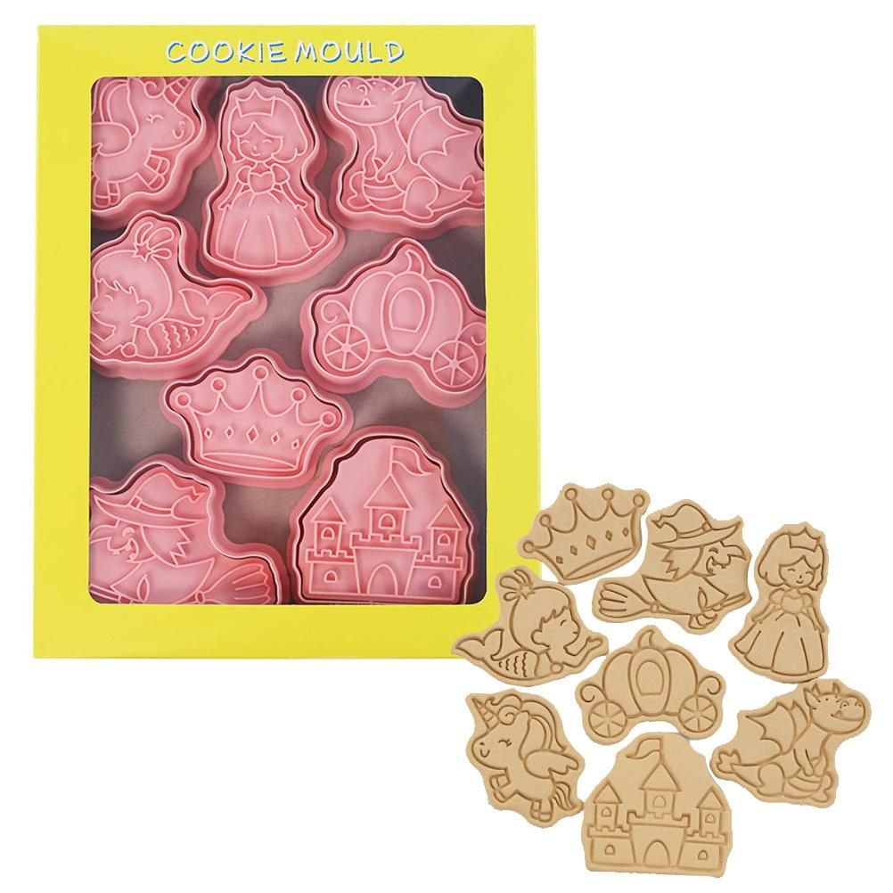 8Pcs 3D Biscuit Cutters Cartoon Dinosaur Fruit Vegetable Birthday Biscuit Mould Baking Mould Hand Press Biscuit Stamp - Image 1