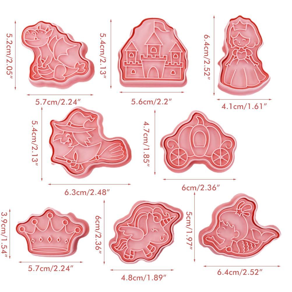 8Pcs 3D Biscuit Cutters Cartoon Dinosaur Fruit Vegetable Birthday Biscuit Mould Baking Mould Hand Press Biscuit Stamp - Image 2