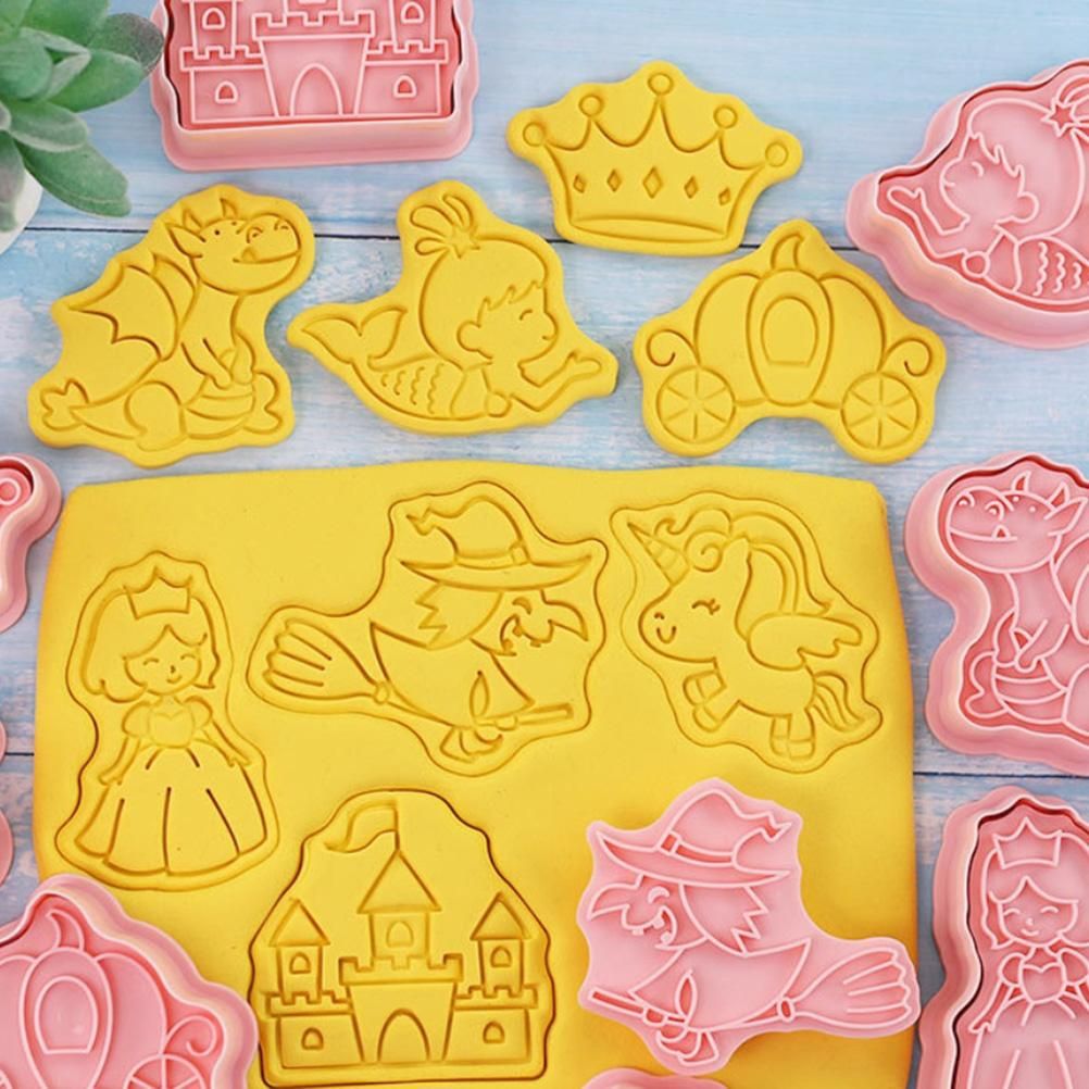 8Pcs 3D Biscuit Cutters Cartoon Dinosaur Fruit Vegetable Birthday Biscuit Mould Baking Mould Hand Press Biscuit Stamp - Image 3