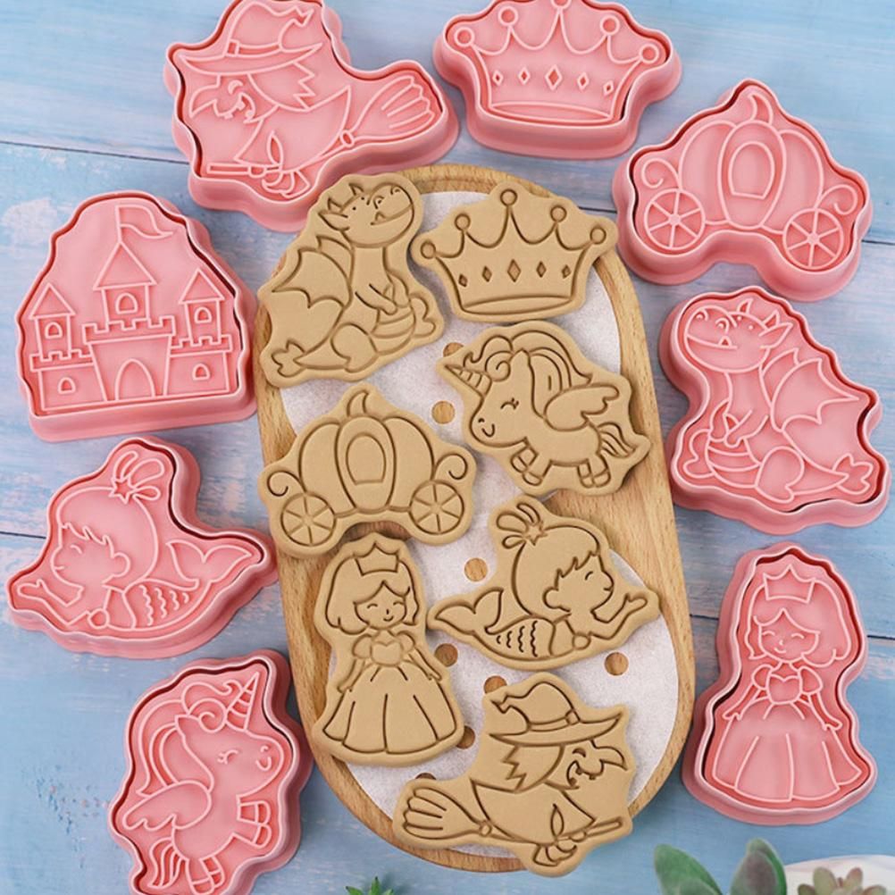 8Pcs 3D Biscuit Cutters Cartoon Dinosaur Fruit Vegetable Birthday Biscuit Mould Baking Mould Hand Press Biscuit Stamp - Image 4