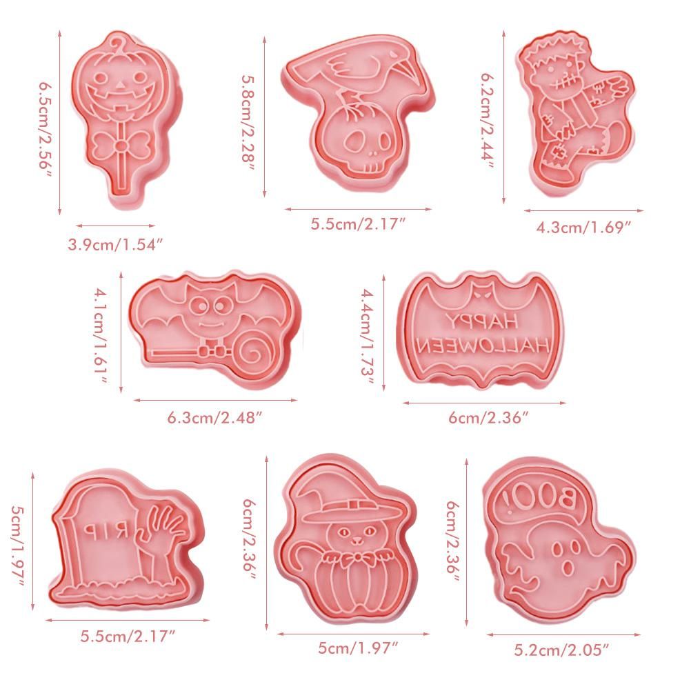 8Pcs 3D Biscuit Cutters Halloween Thanksgiving Biscuit Mould Baking Mould Hand Press Biscuit Stamp - Image 2