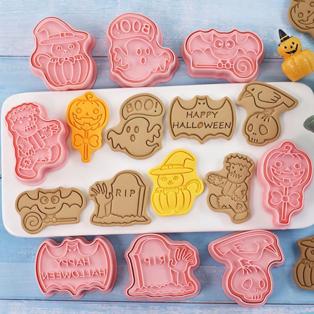 8Pcs 3D Biscuit Cutters Halloween Thanksgiving Biscuit Mould Baking Mould Hand Press Biscuit Stamp - Image 6