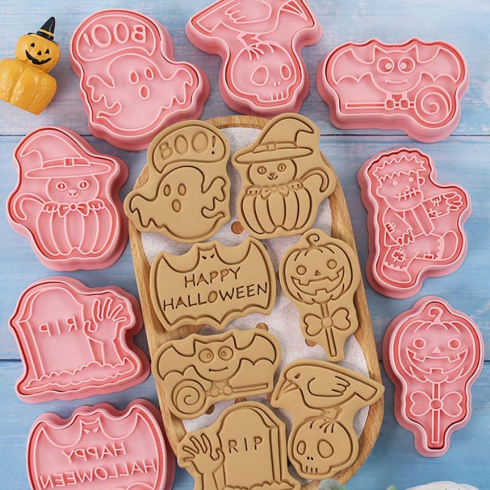 8Pcs 3D Biscuit Cutters Halloween Thanksgiving Biscuit Mould Baking Mould Hand Press Biscuit Stamp - Image 8