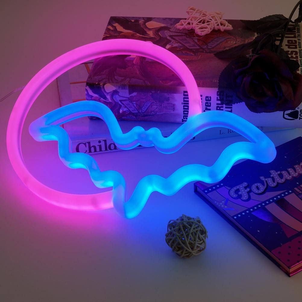 Halloween Neon Signs Moon and Bat LED Neon Lights USB Battery Powered Neon Light Sign for Wall Decor Room Bar Party Kids Gift - Image 4