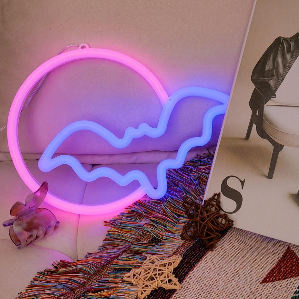 Halloween Neon Signs Moon and Bat LED Neon Lights USB Battery Powered Neon Light Sign for Wall Decor Room Bar Party Kids Gift - Image 5