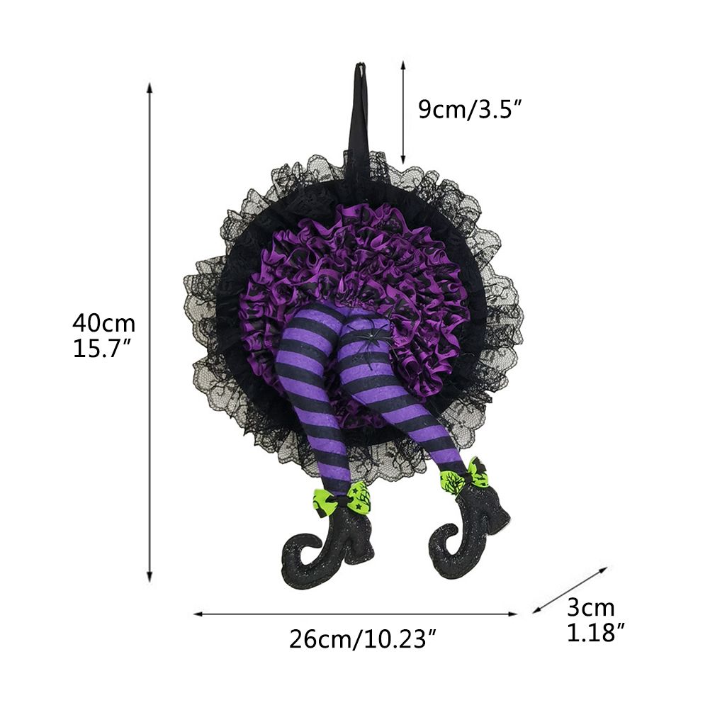 Halloween Wreath Witch Legs Wreath Front Door Ornaments Decorations Holiday Party Decor - Image 2