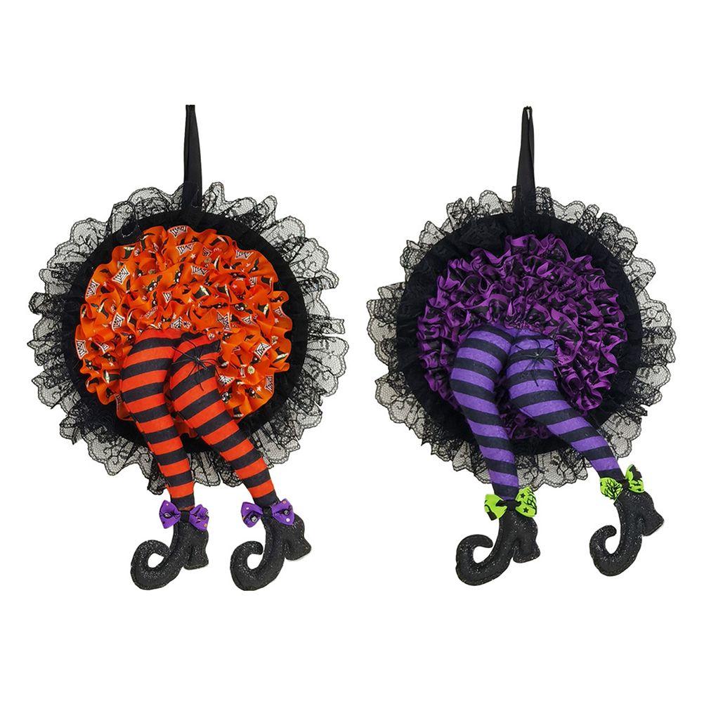 Halloween Wreath Witch Legs Wreath Front Door Ornaments Decorations Holiday Party Decor - Image 8