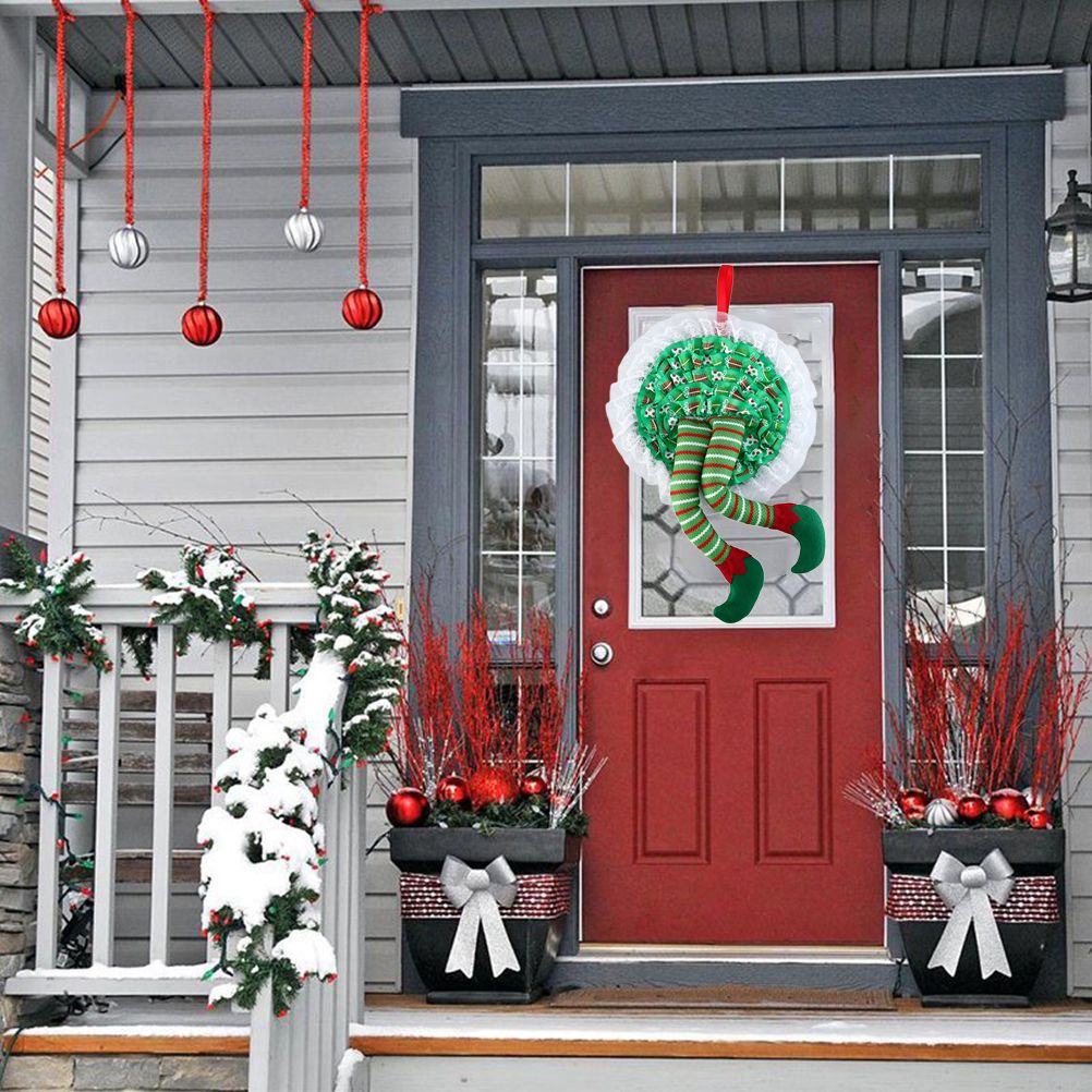 Christmas Wreath Hanging Elf Legs Wreath Front Door Ornaments Christmas Tree Hanging Decorations Holiday Party Decor - Image 3