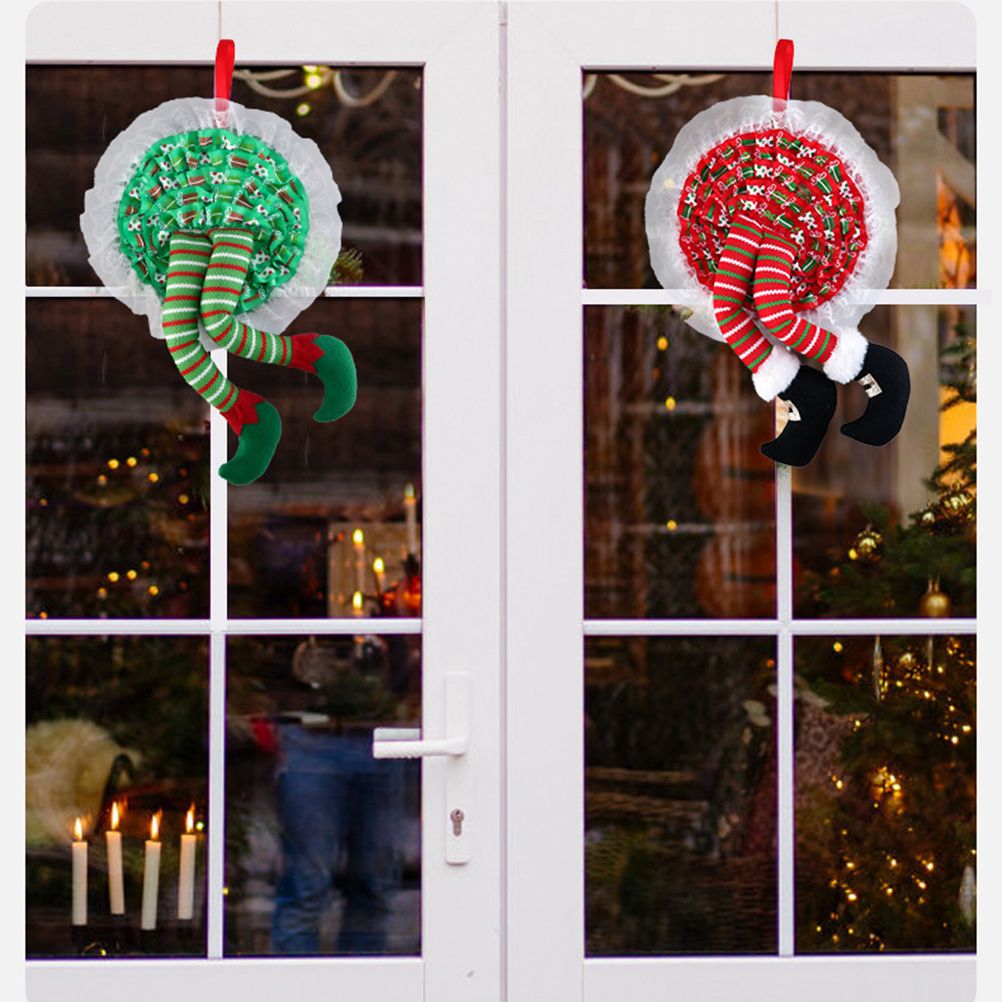 Christmas Wreath Hanging Elf Legs Wreath Front Door Ornaments Christmas Tree Hanging Decorations Holiday Party Decor - Image 4