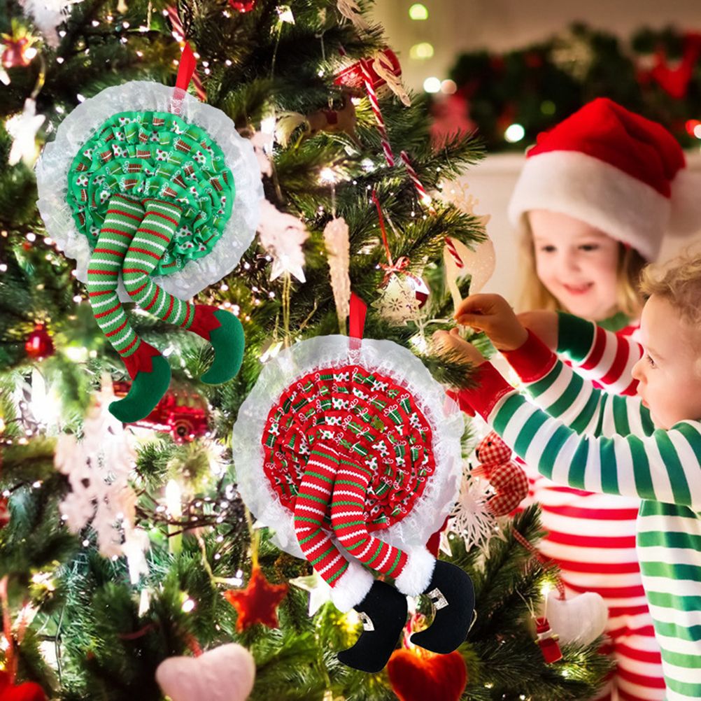 Christmas Wreath Hanging Elf Legs Wreath Front Door Ornaments Christmas Tree Hanging Decorations Holiday Party Decor - Image 5