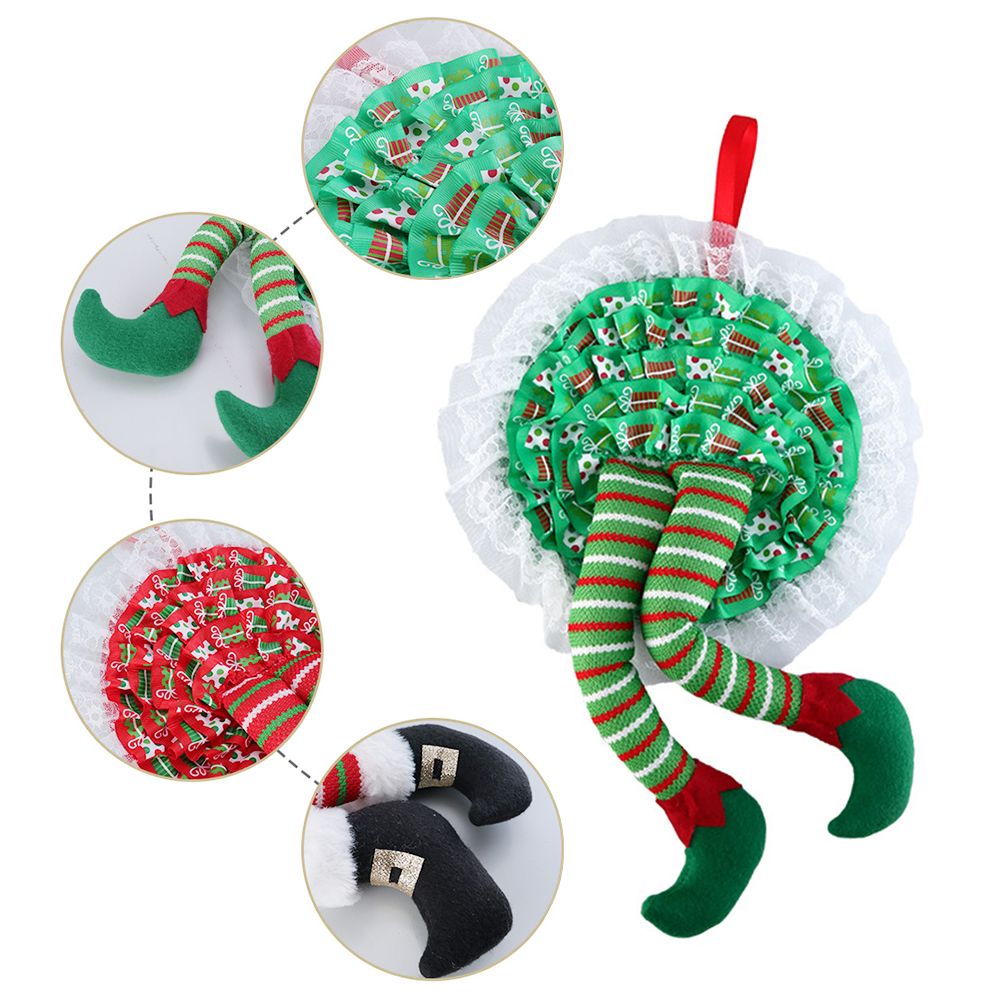 Christmas Wreath Hanging Elf Legs Wreath Front Door Ornaments Christmas Tree Hanging Decorations Holiday Party Decor - Image 6