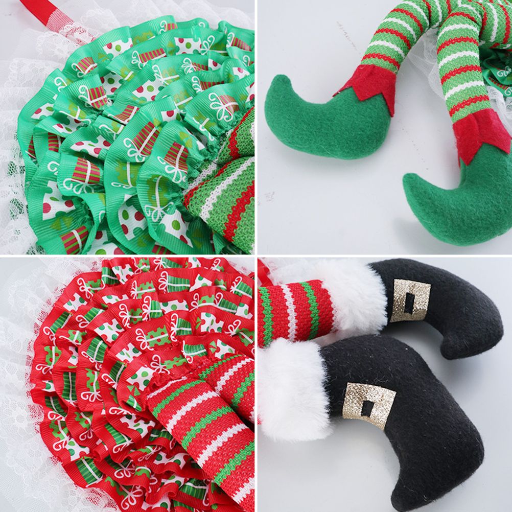 Christmas Wreath Hanging Elf Legs Wreath Front Door Ornaments Christmas Tree Hanging Decorations Holiday Party Decor - Image 7